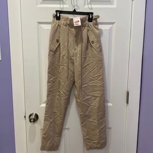Khaki Tan Straight Leg Trousers